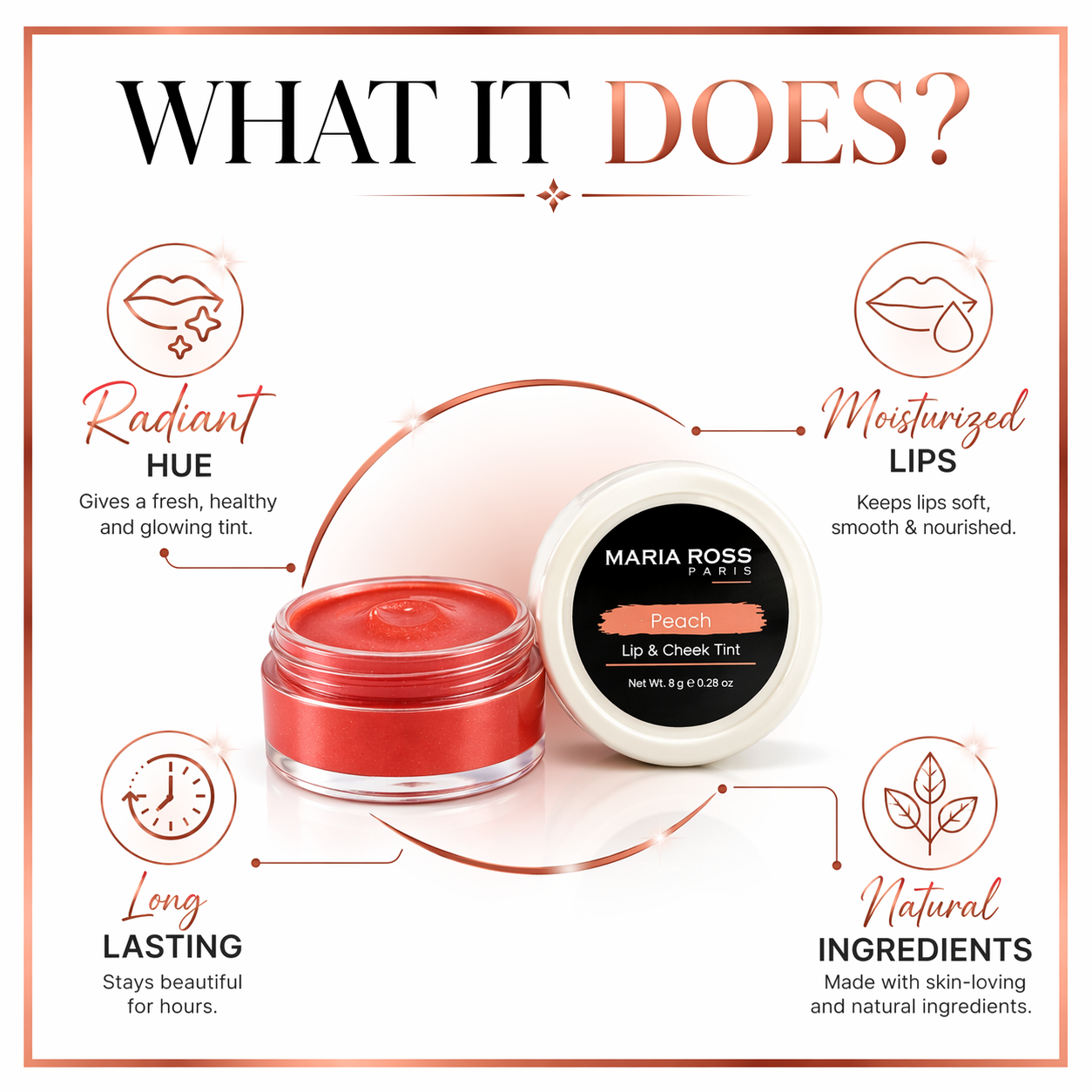 Peach Lip And Cheek Tint For Women - 8 GM || Gives a Fresh Flush | Long-lasting Color | Softens Skin